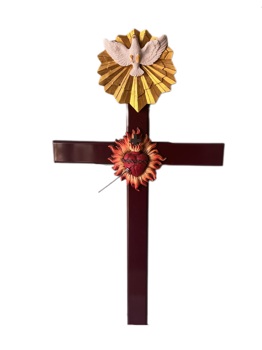 Apostolado Cross Holy Spirit & Heart 29"H