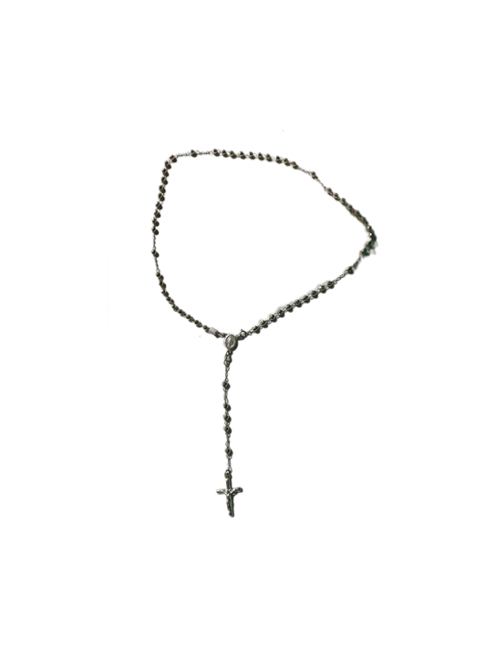 Silver Milagrosa Rosary 3MM 18"H