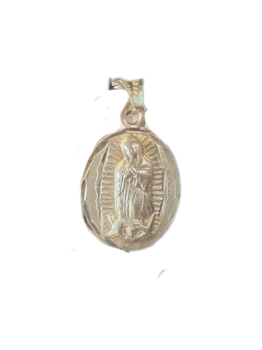 Silver Virgen Guadalupe and Jesus Medal