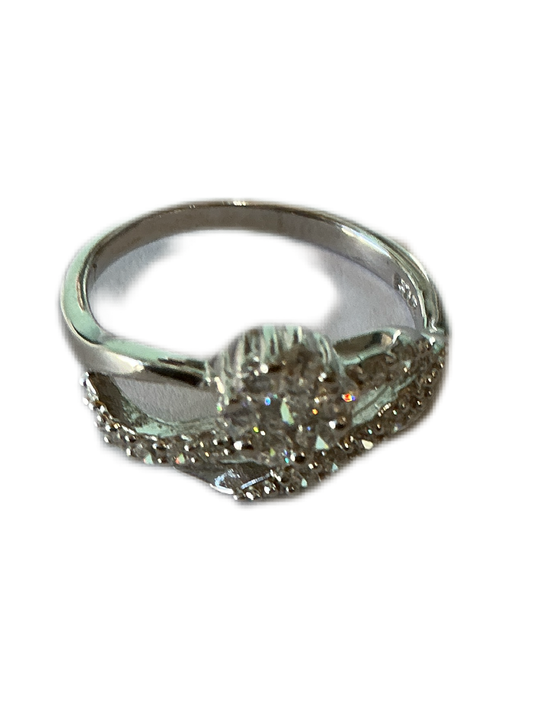 Silver Engagement Ring or Promise Ring with Zirconias size 6