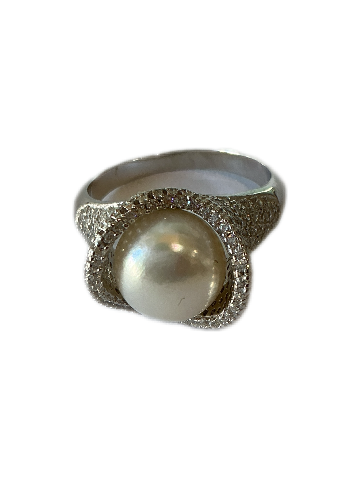 Silver Ring with Pearl Stone  Size #8