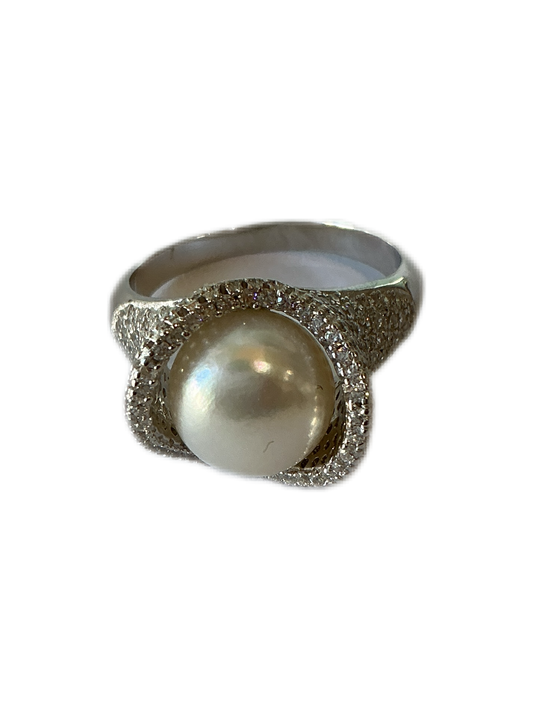 Silver Ring with Pearl Stone  Size #8