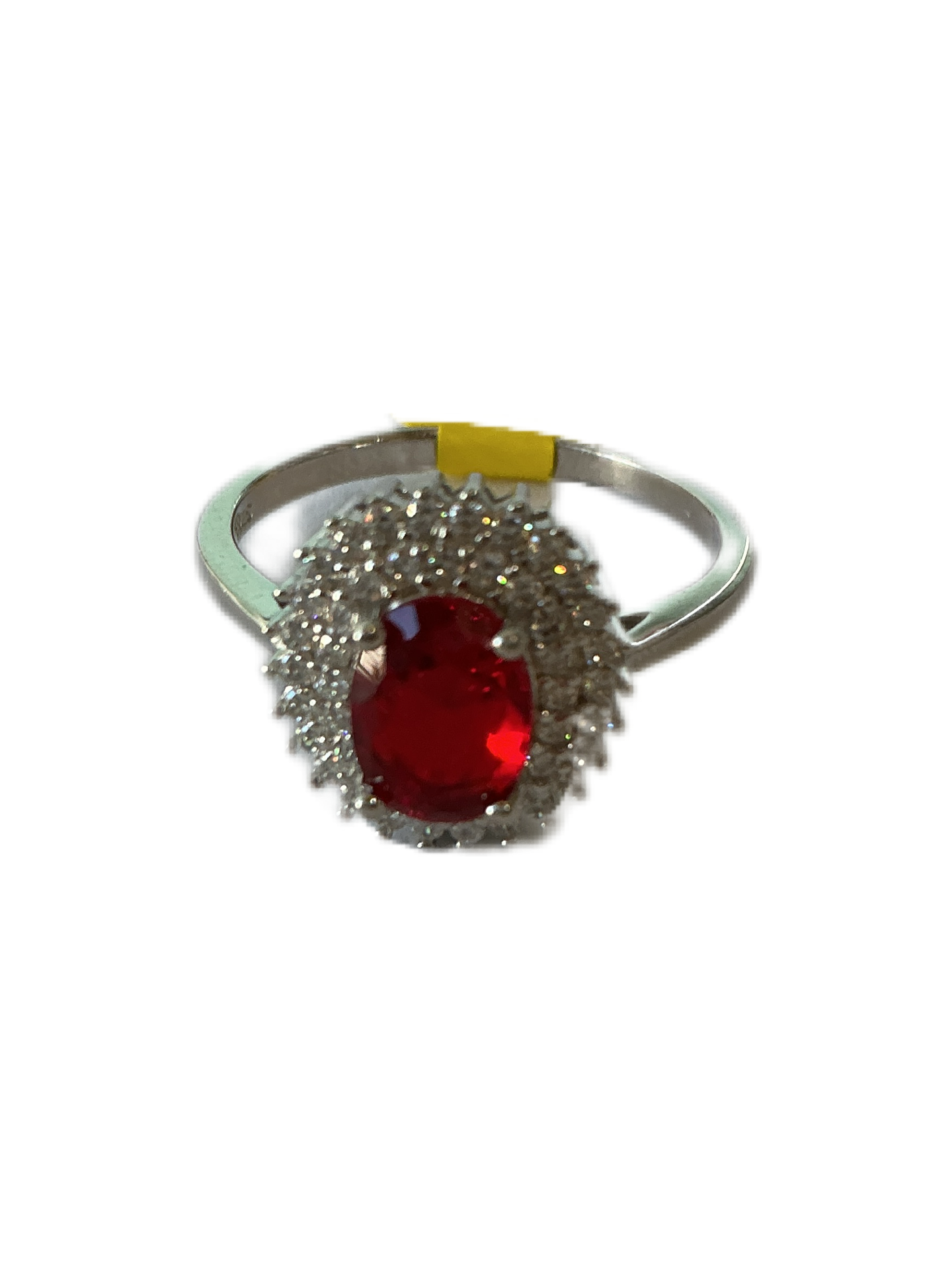 Silver Ring with Fuchsia Stone  Size #8