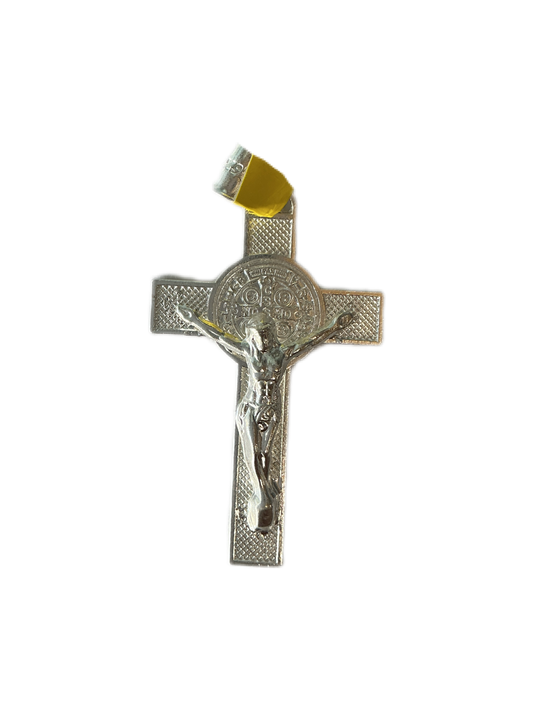 Silver St Benedict Crucifix Medal 1.7"H