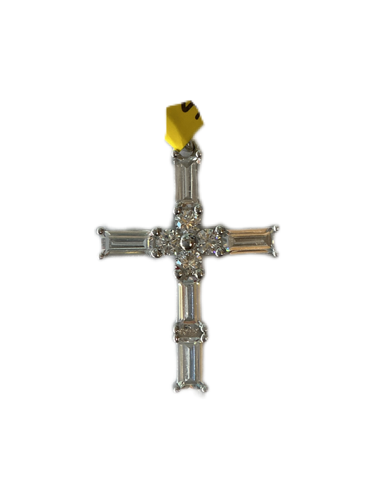Sterling  Silver Cross Pendant with Zirconia