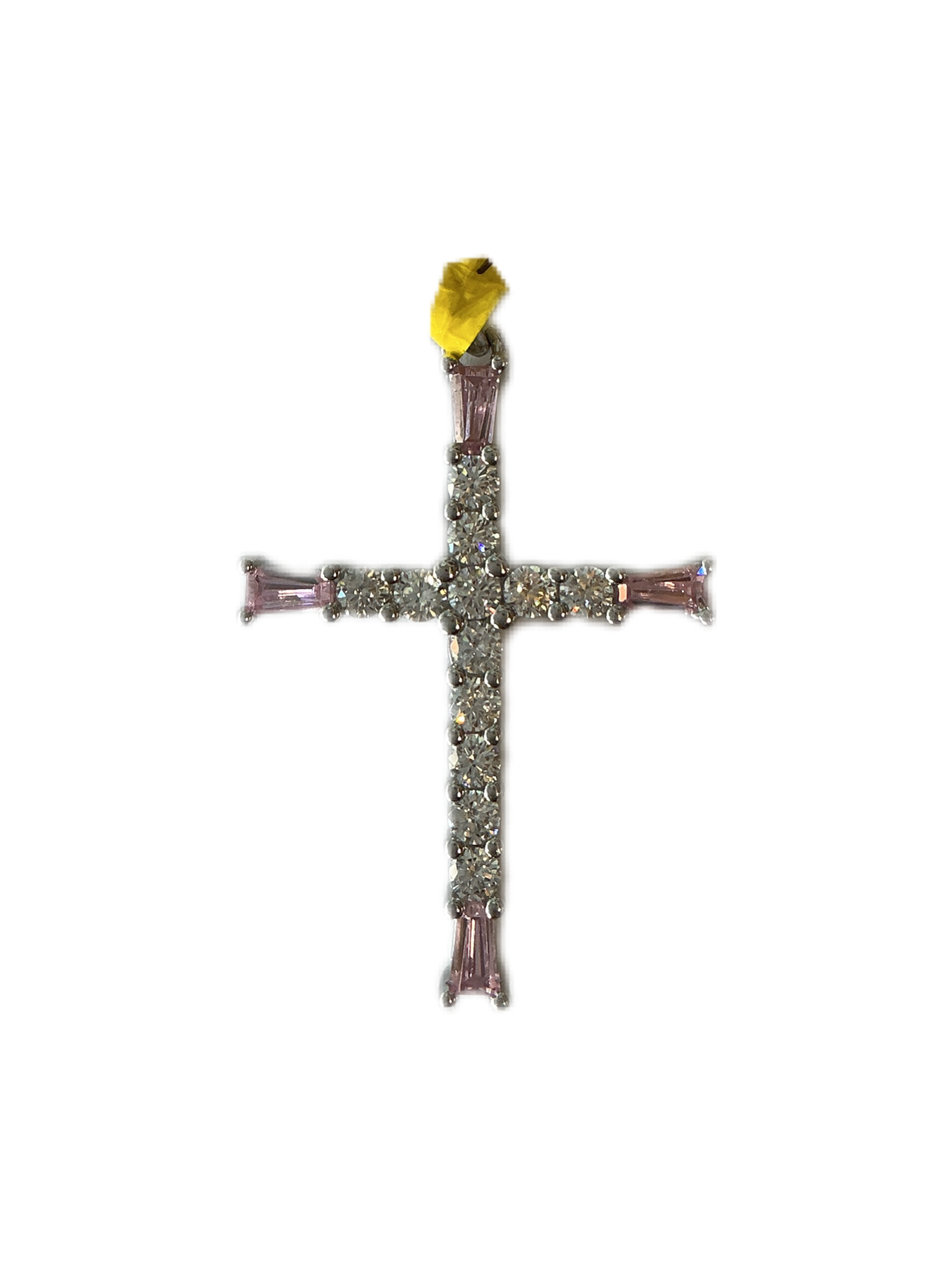Sterling Pink Silver Cross Pendant with Zirconia