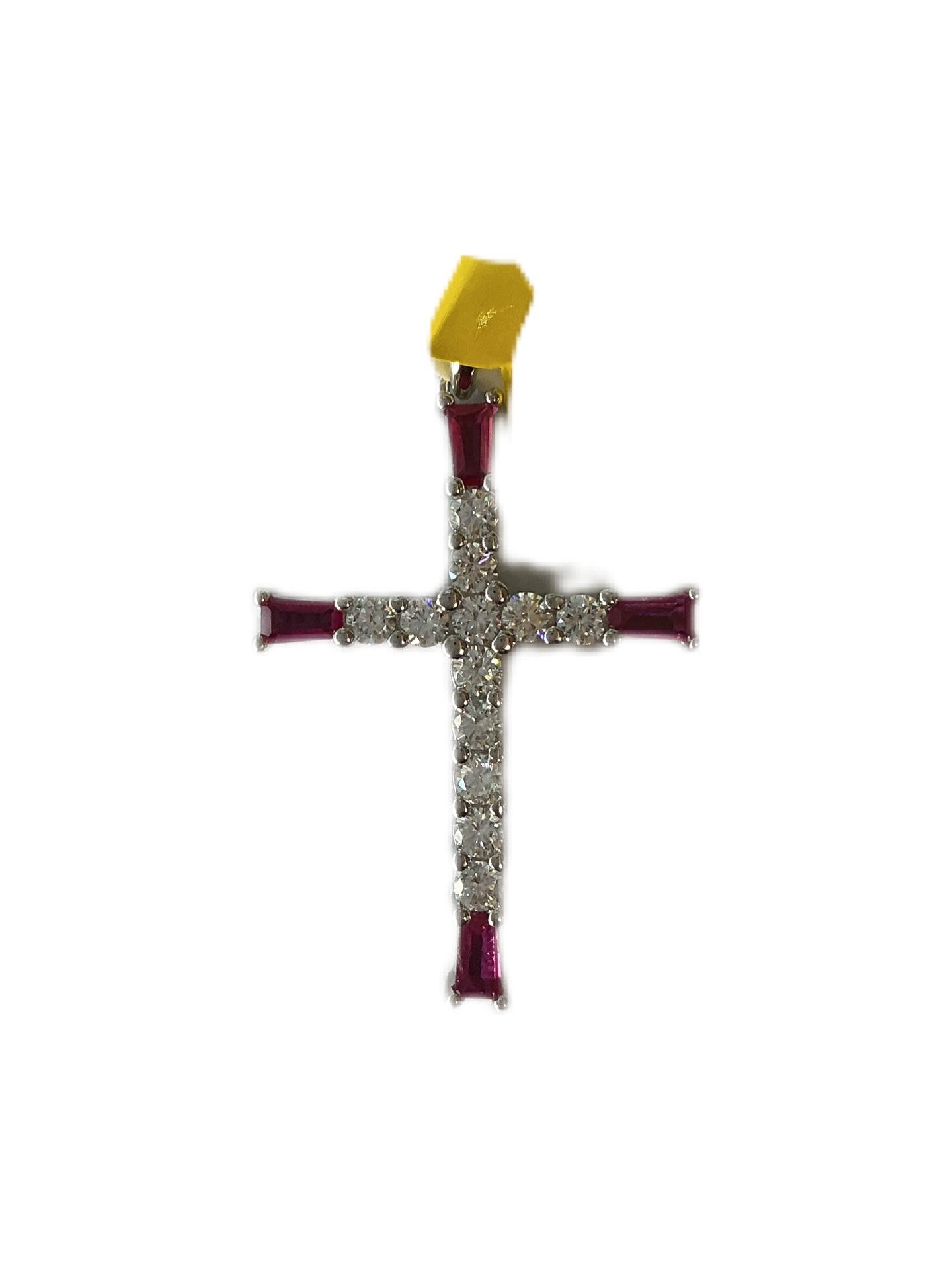 Sterling Fuchsia Silver Cross Pendant with Zirconia