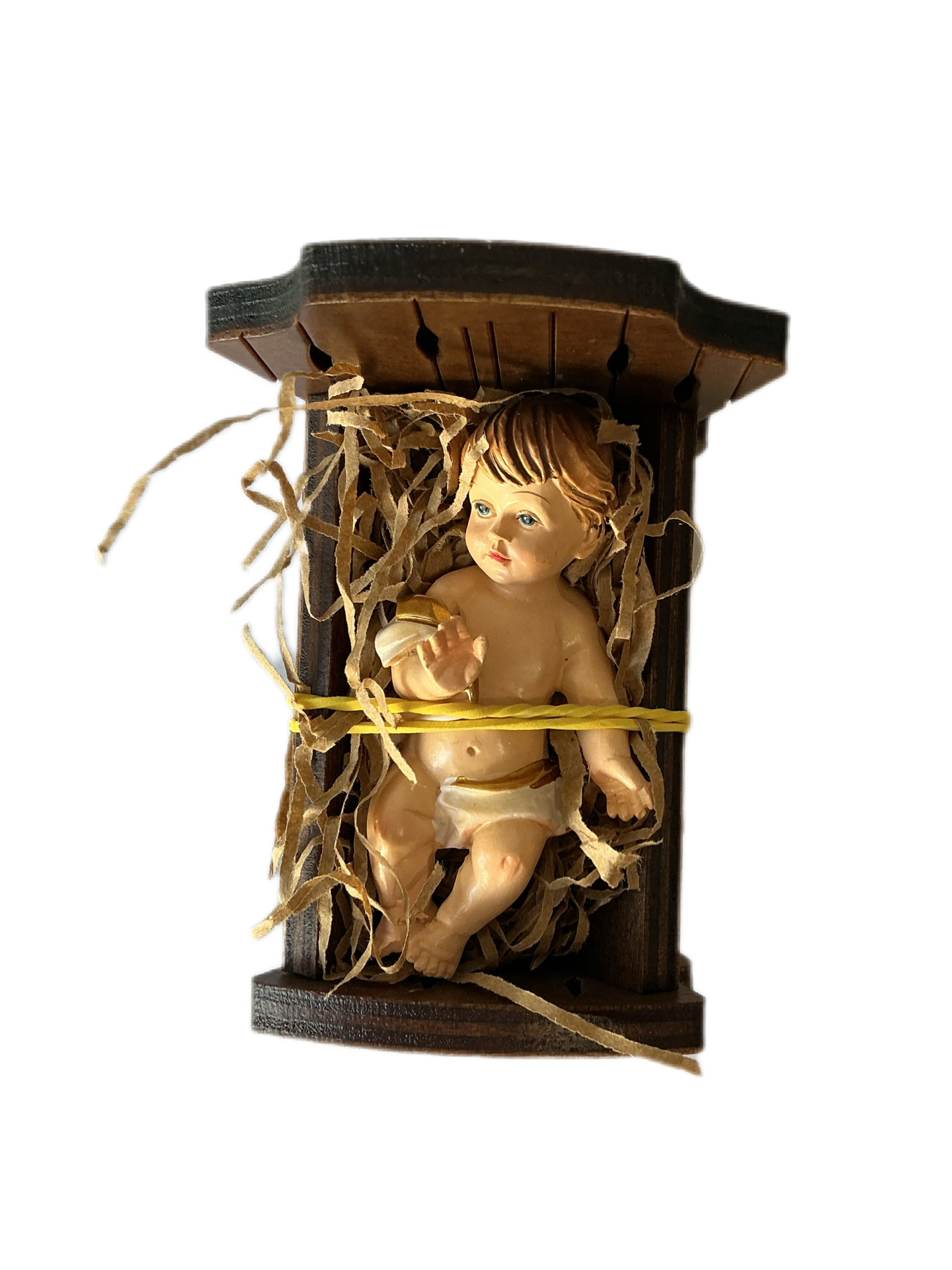 Removable Baby Jesus in Olive Wood Crib 2.5"H