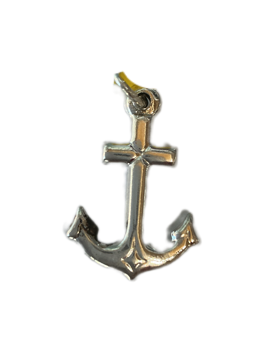 Silver Classic Plain Charm Anchor Pendant 1.2"H