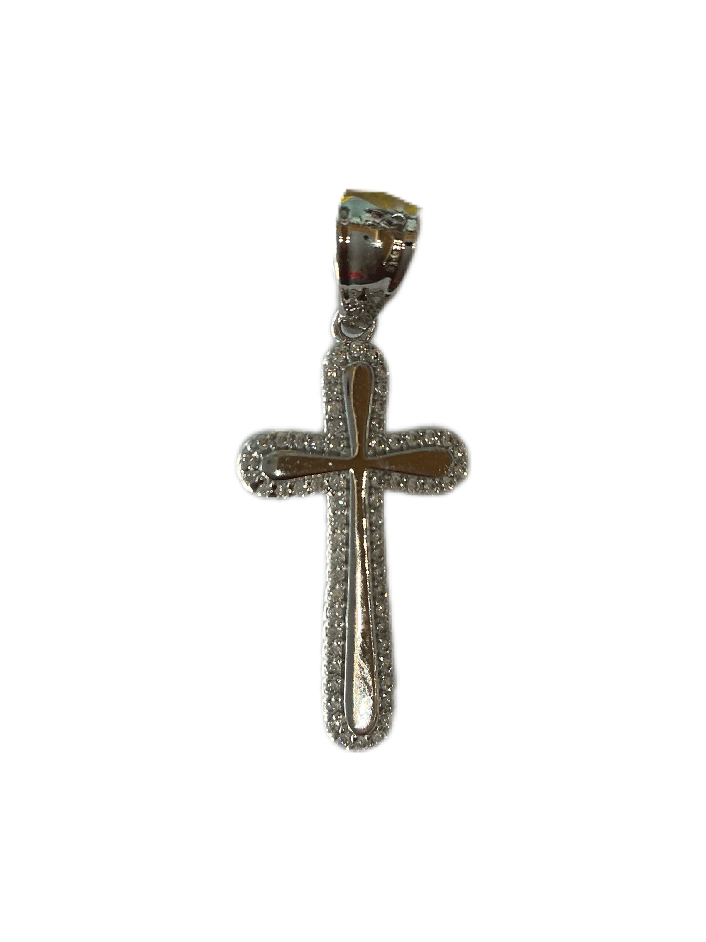 Silver Cross with  Rhinestone 1.3"H