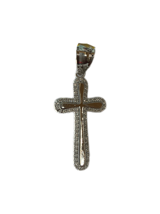 Silver Cross with  Rhinestone 1.3"H