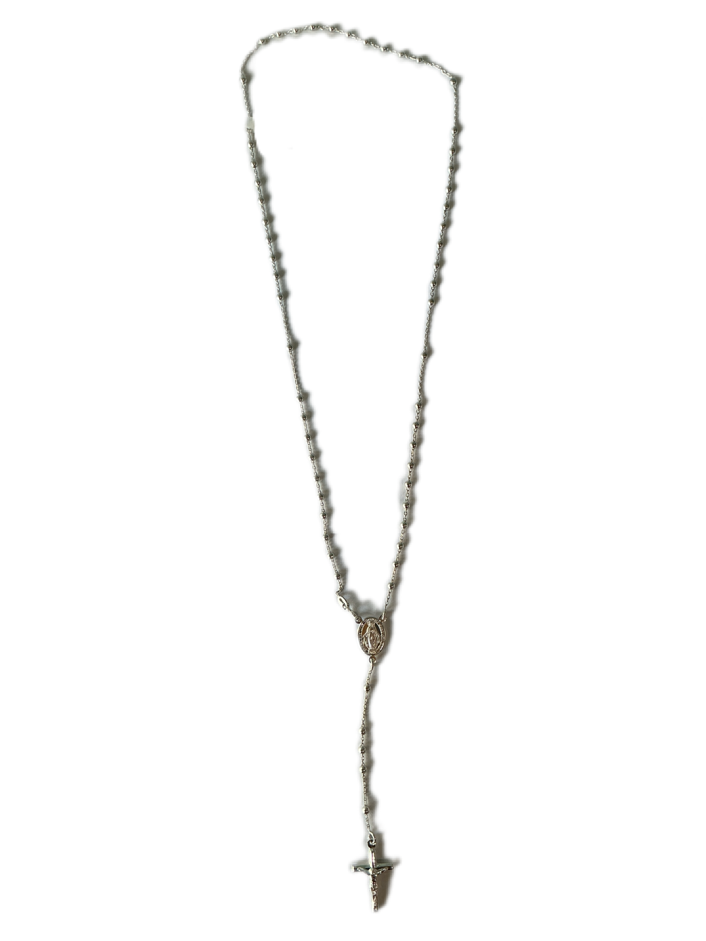 Silver Milagrosa Rosary 3MM 22"H
