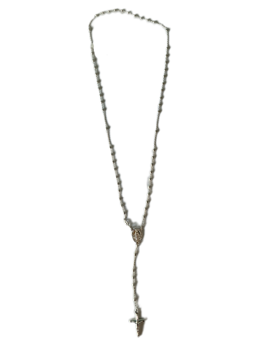 Silver Milagrosa Rosary 3MM 22"H