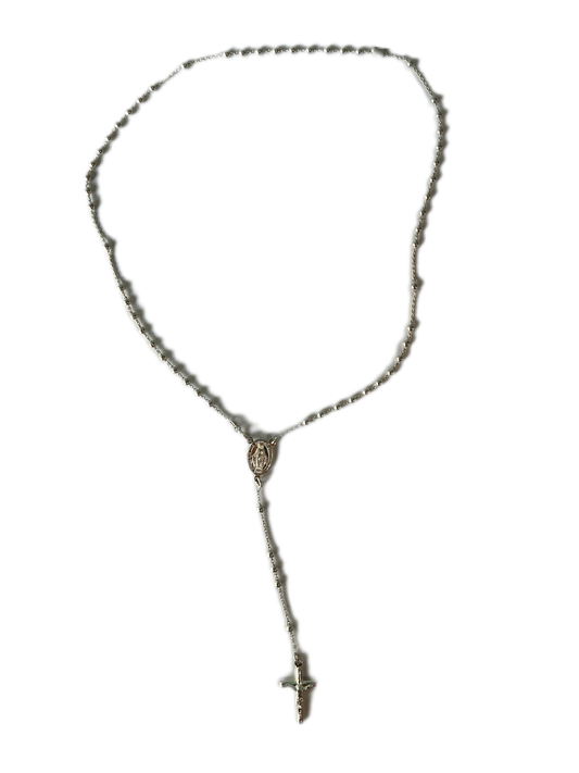 Silver Milagrosa Rosary 3MM 20"H