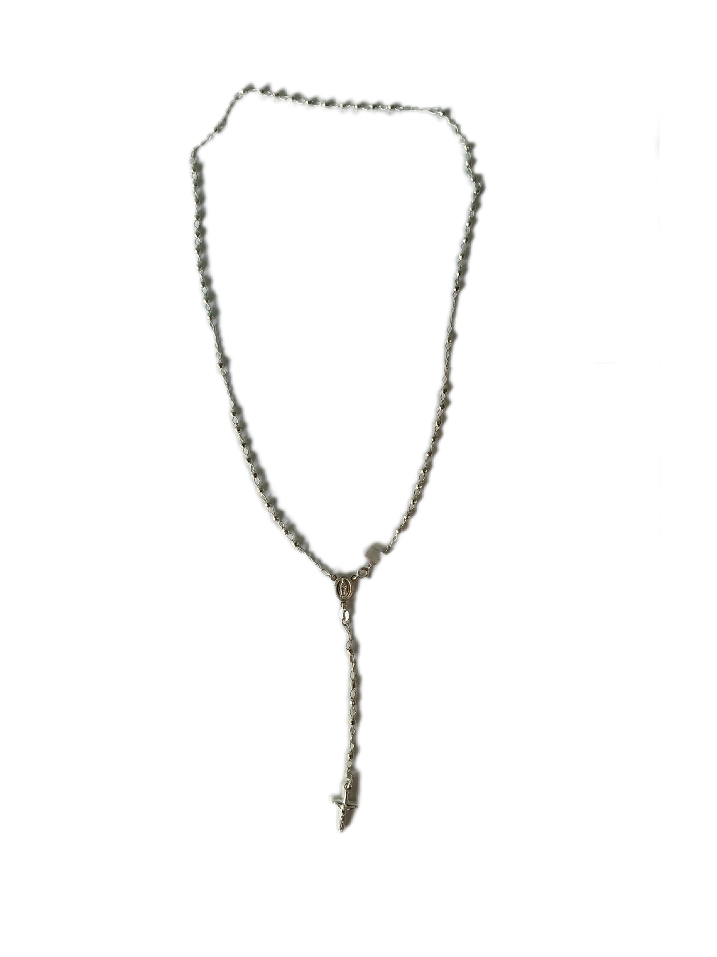 Silver Virgen Guadalupe Rosary 3MM 20”H