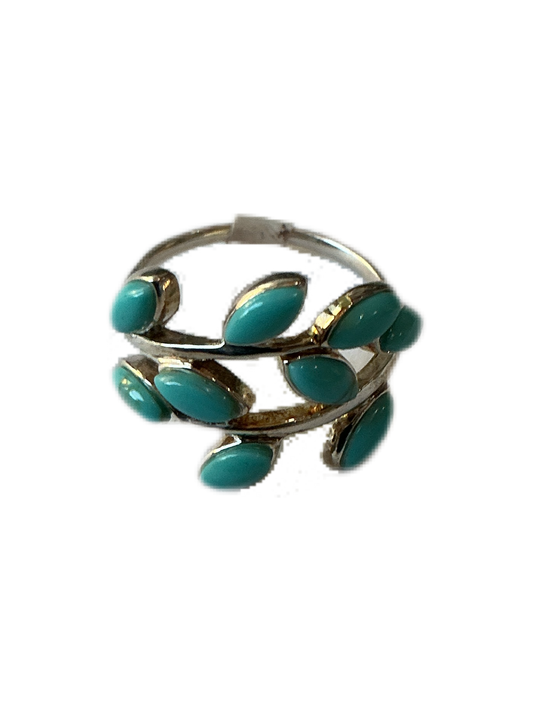 Silver Ring with turquoise-colored branches Size #6