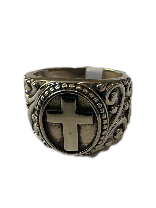 Silver Ring with Cross Size # 12