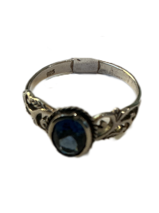 Anillo de Plata con Piedra Color azul Size #9