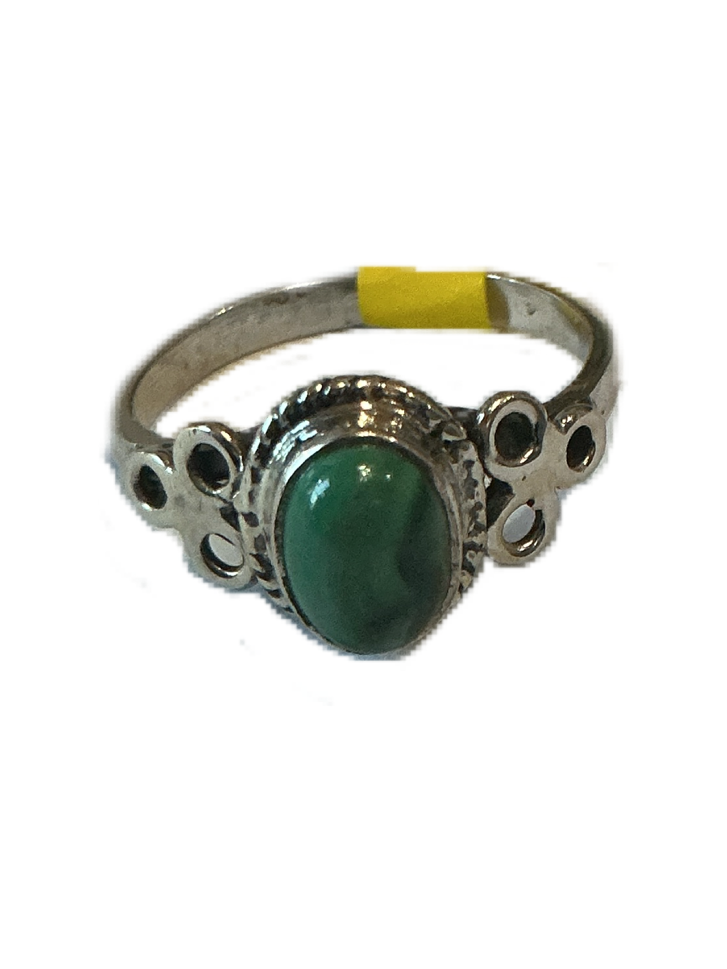 Silver Ring with Green stone Size#5
