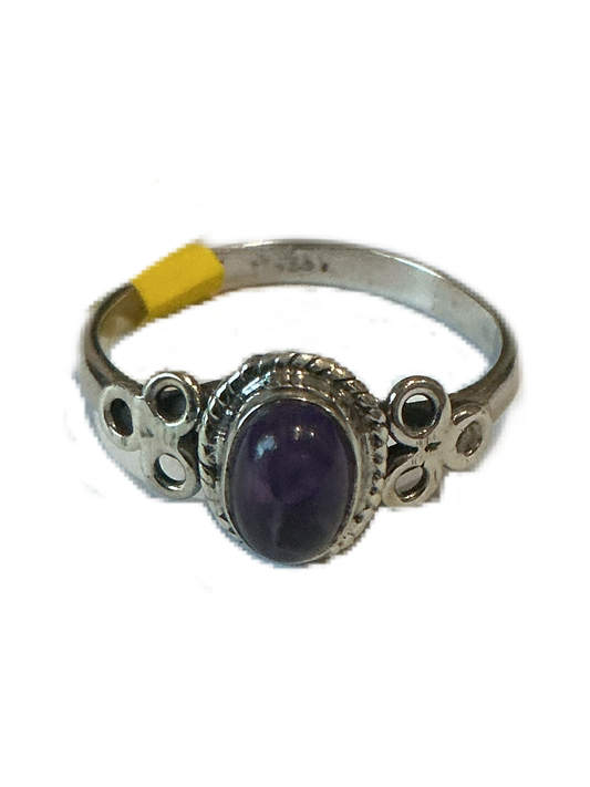 Silver Ring with Purple stone Size#8
