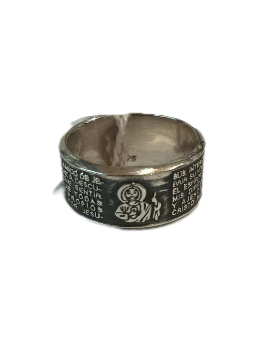 Silver Ring - Our Father Prayer Ring Size #9