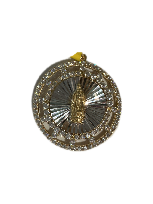 Medalla de la Virgen con Piedreria 1.2"H