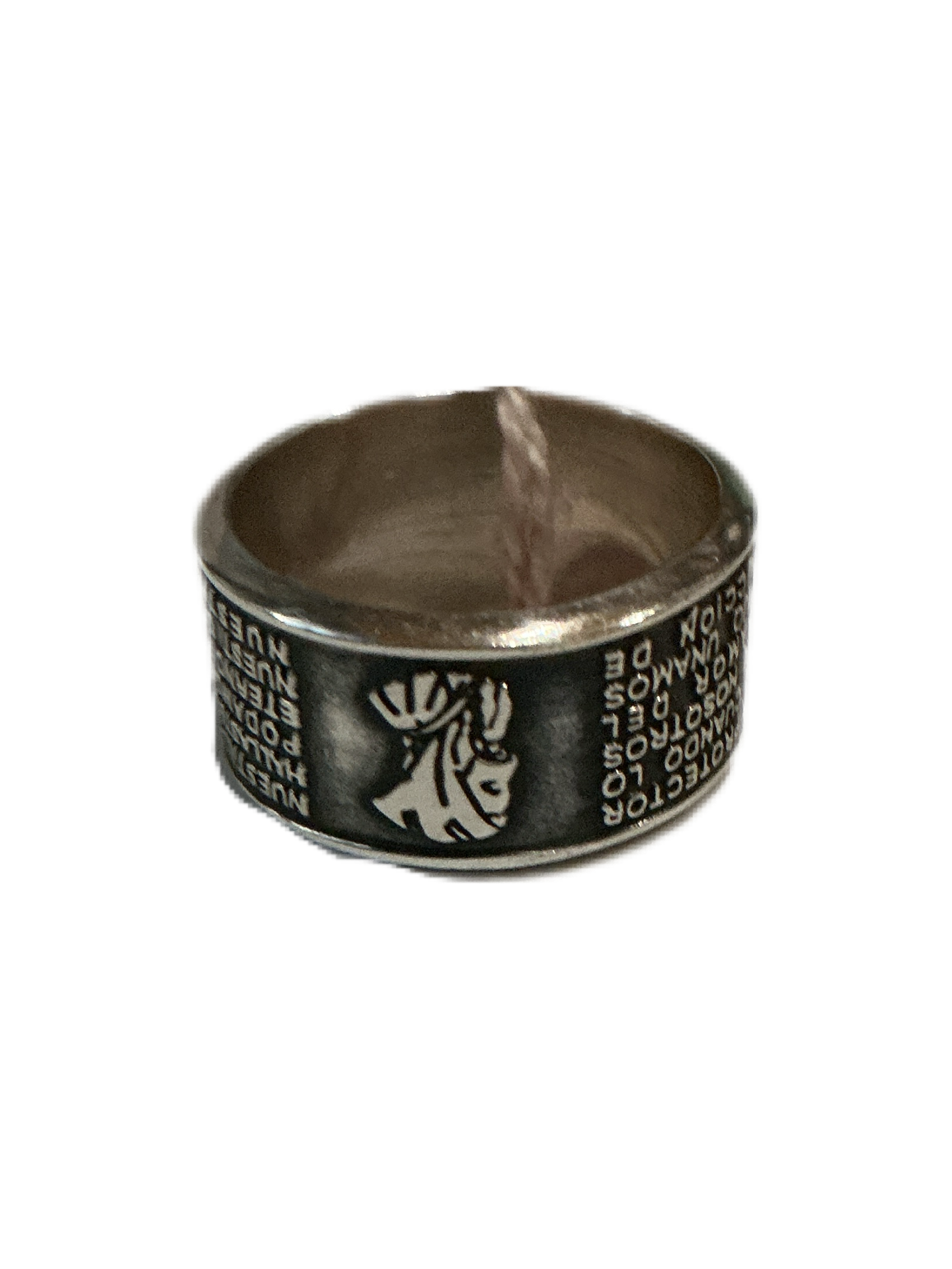 Silver Ring with Our Father verse Size #7