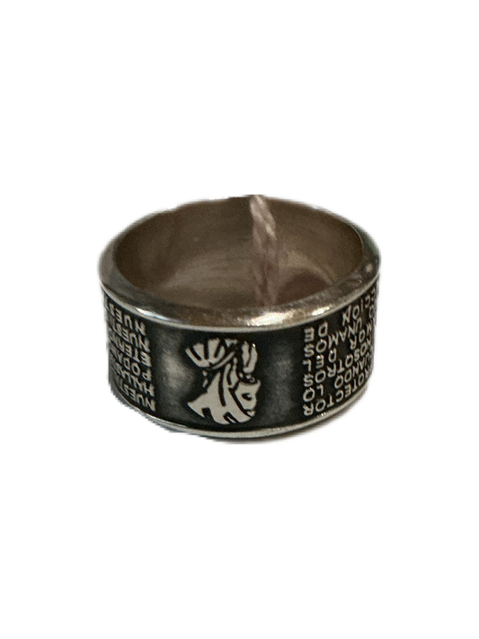 Silver Ring with Our Father verse Size #7