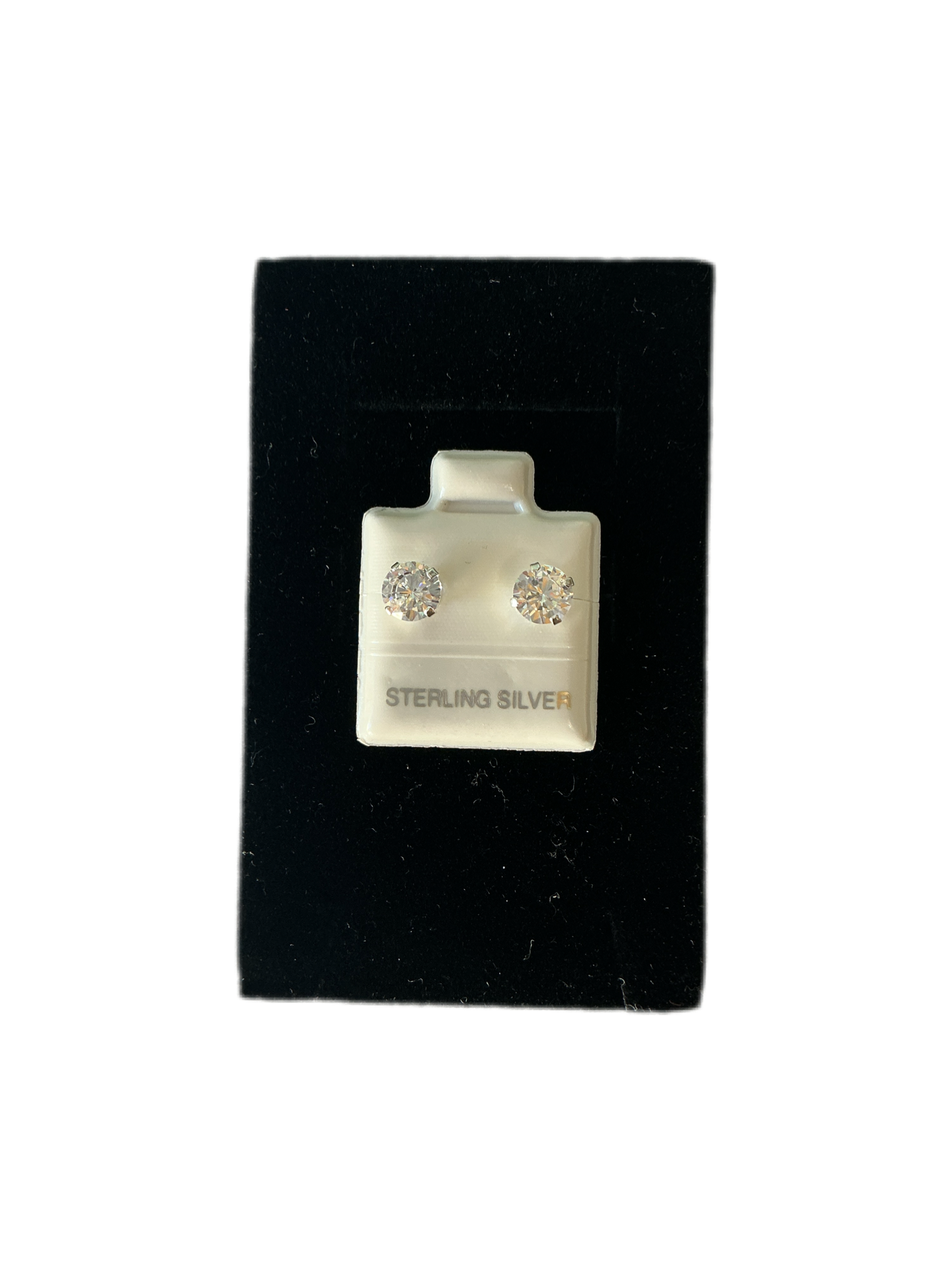 Plated Sterling Silver Cubic Zirconia Stud Earrings 6MM