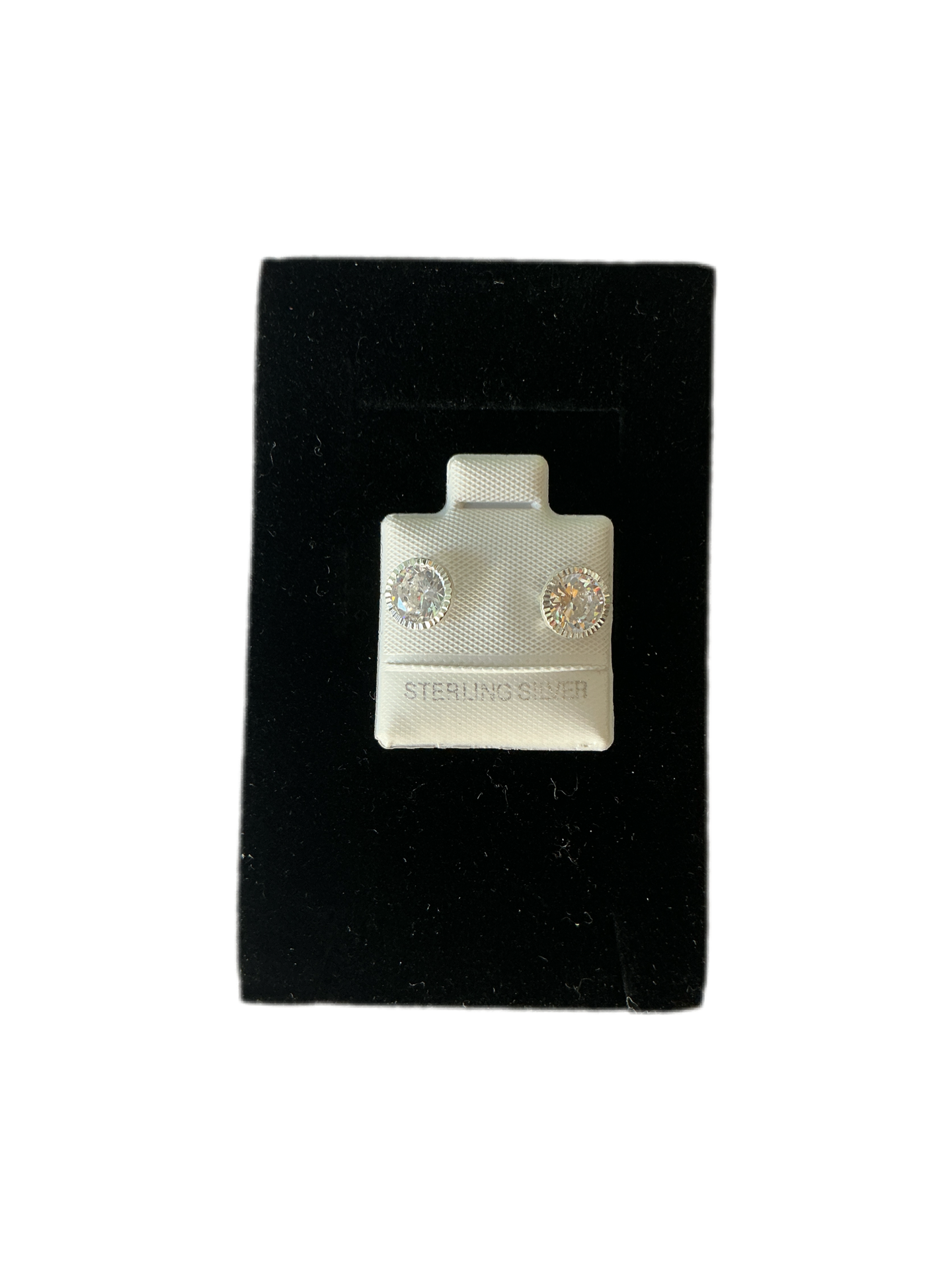 Plated Sterling Paris Silver Cubic Zirconia Stud Earrings 6MM
