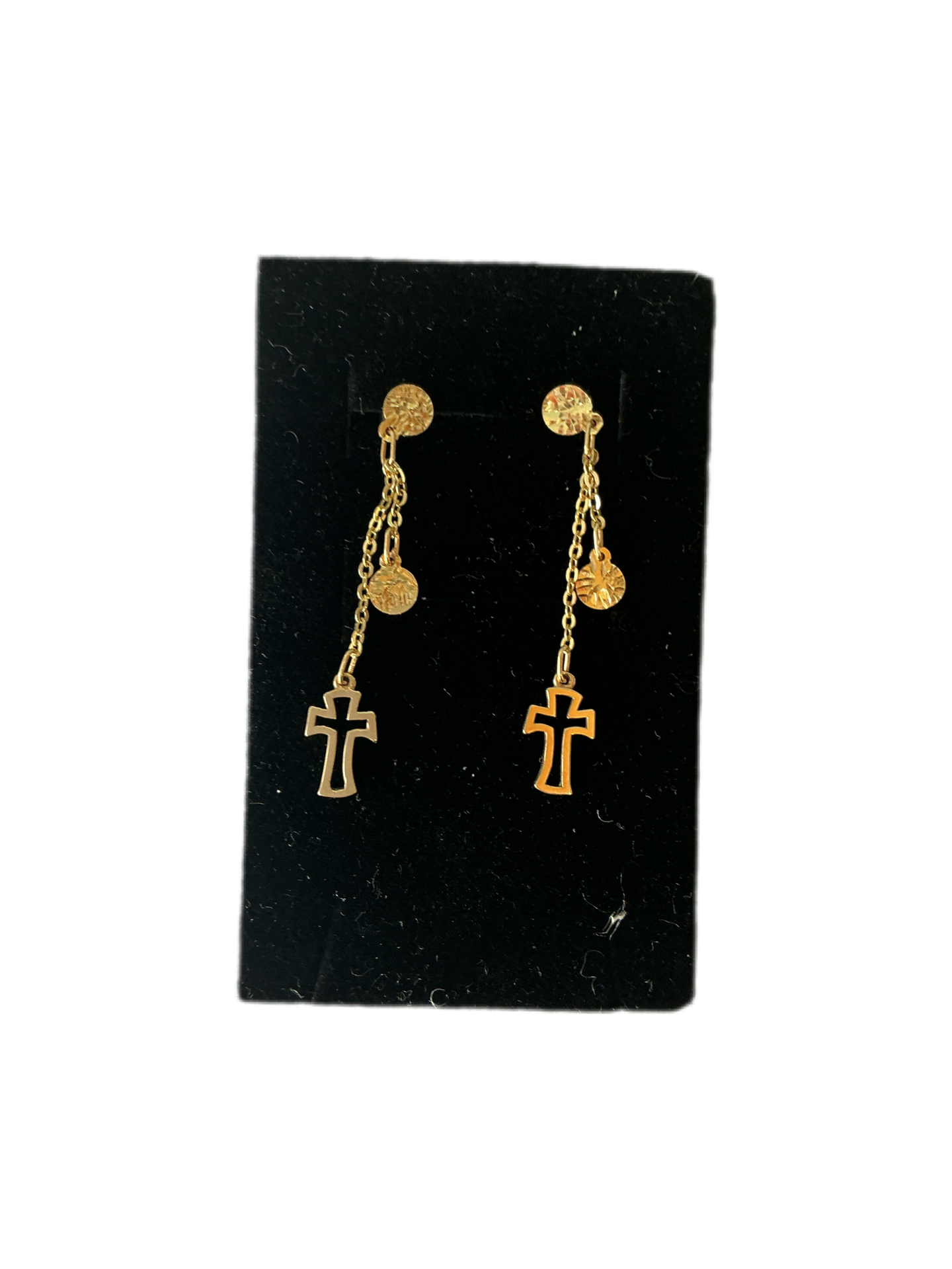 gold earring with cross