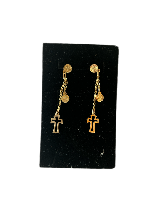 gold earring with cross