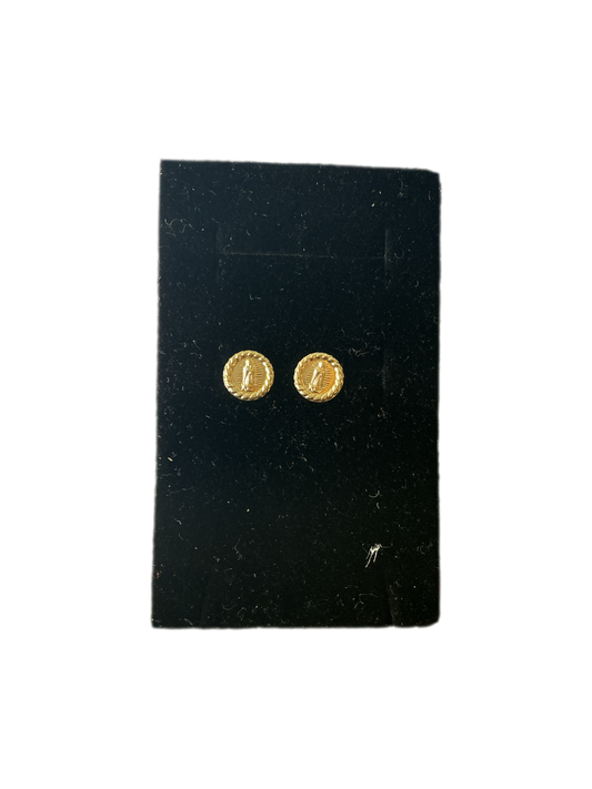 Round Gold Virgin of Guadalupe earrings