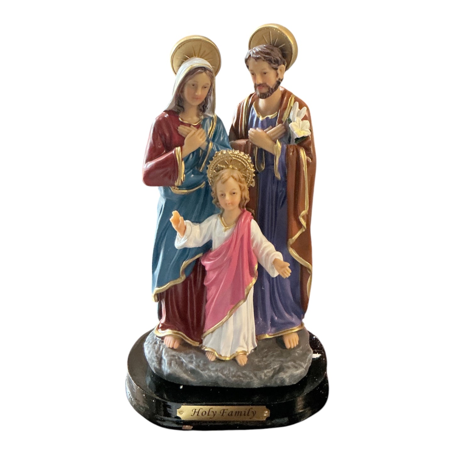 8” WOODEN BASE HOLY FAMILY