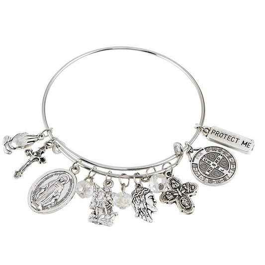 St. Benedict Protection Charm Bangle Bracelet