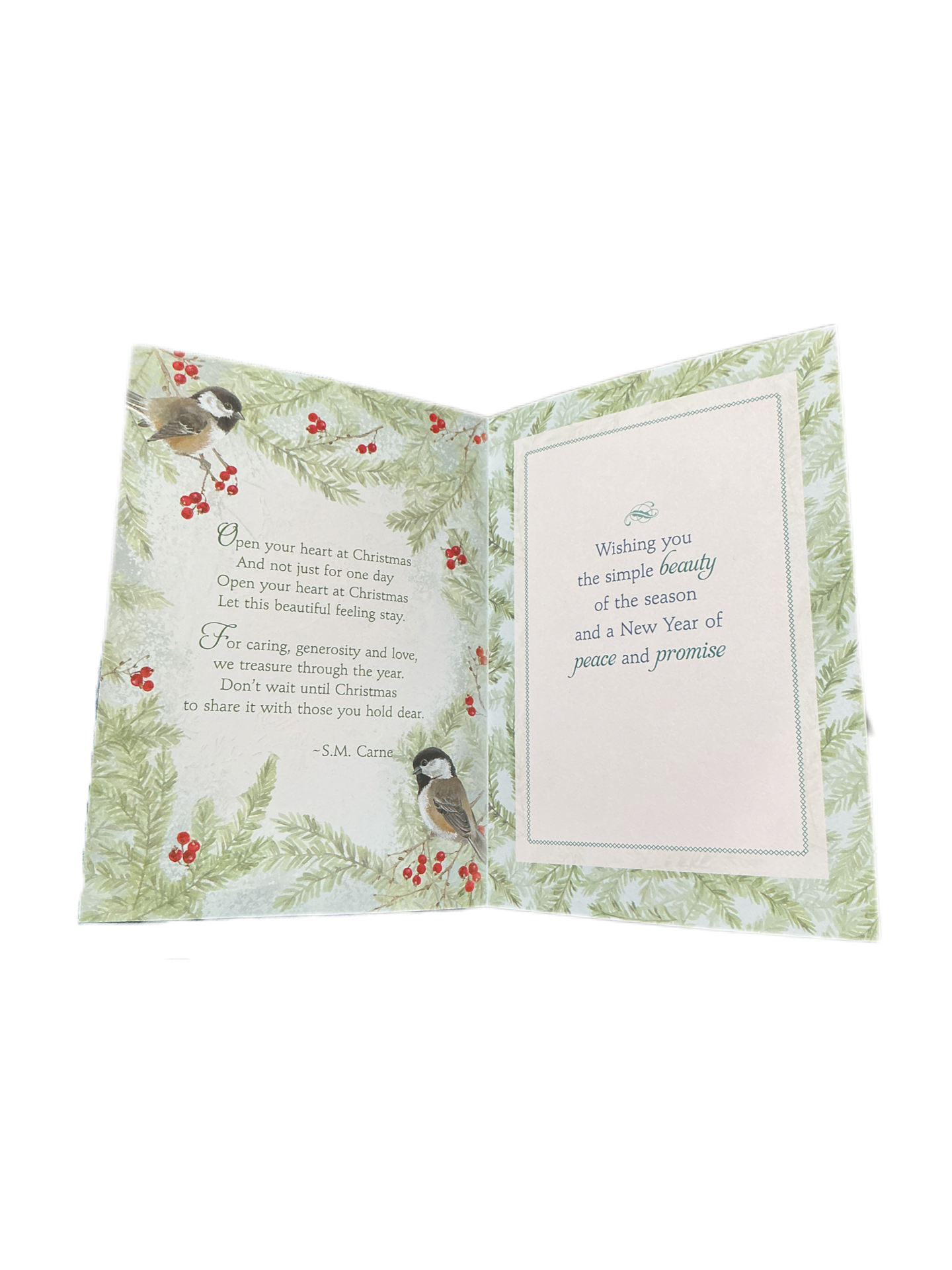 Wishing you the simple beauty of the season and a New Year of peace and promise Card