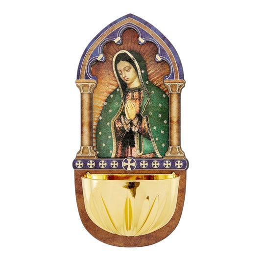 Our Lady Of Guadalupe Lasered Wood Holy Water Font