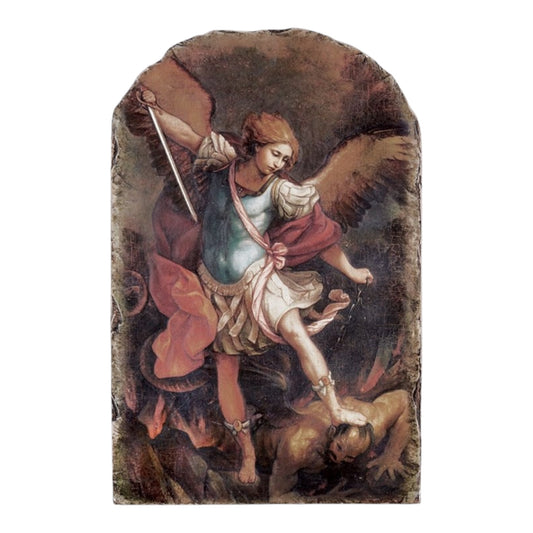 Marco Sevelli St. Michael Arched Tile Plaque with Stand