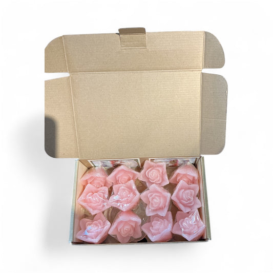 12 Devotional Pink Candles Divine Providence Box flower design /12 Veladoras Devocionales de la Divina Providencia diseño de flor color rosado- bilingüe Candle holder include