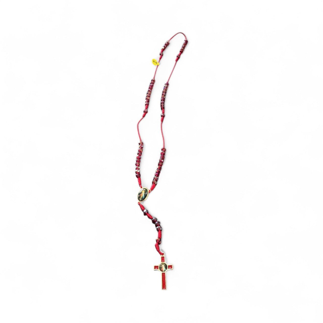 Rosario de hilo rojo con cristal Divina Misericordia