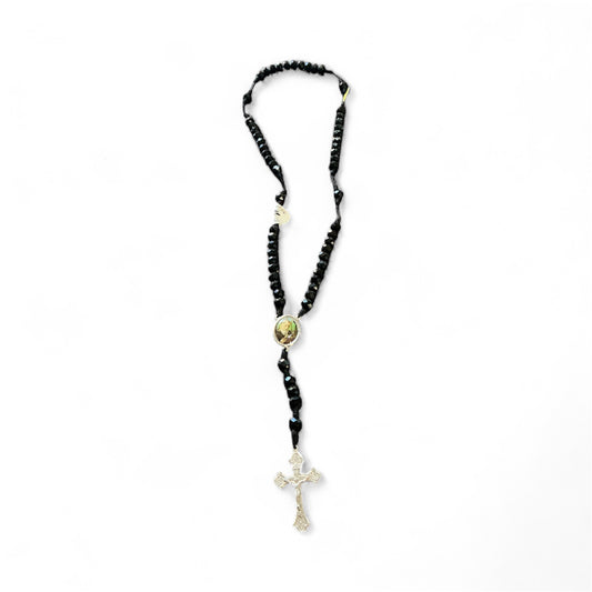 Rosario de negro con cristal San Benito