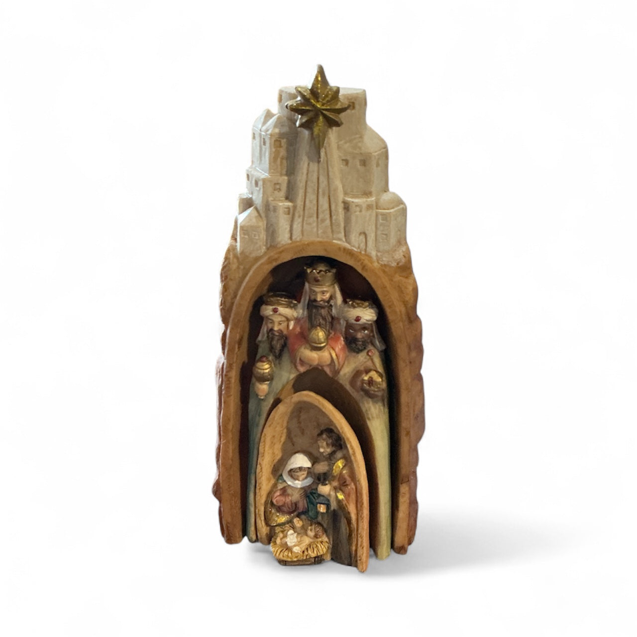 Nested Nativity Set, Three - Piece Freestanding Tabletop Holiday Decoration. 8"H