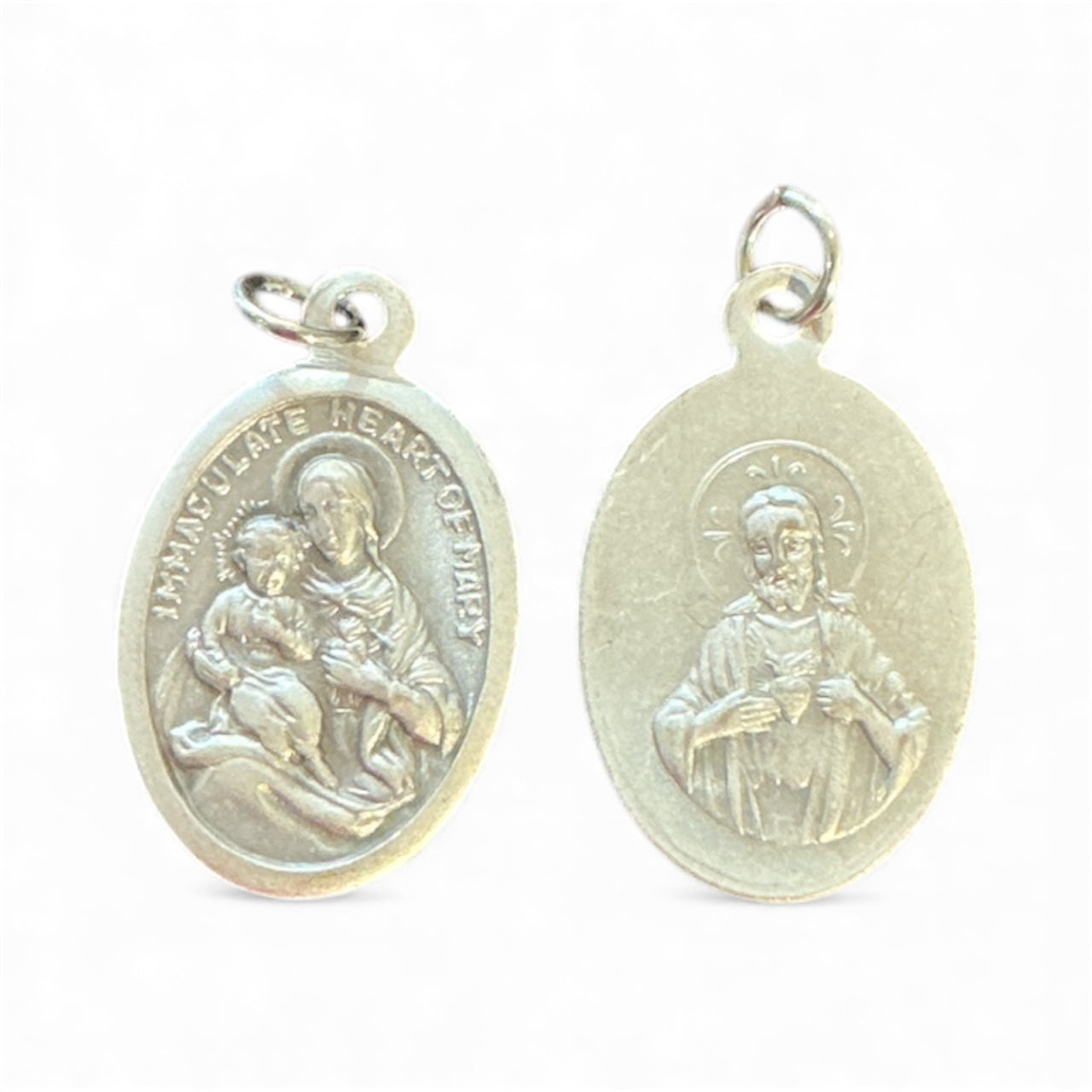 Oxy Silver Medal Inmaculate Heart of Mary & Sacred Heart 1"H