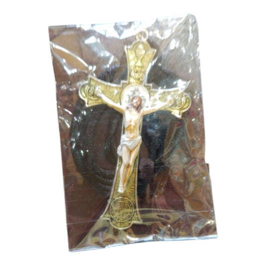 Gold Holy Mass Crucifix Pendant with Cord