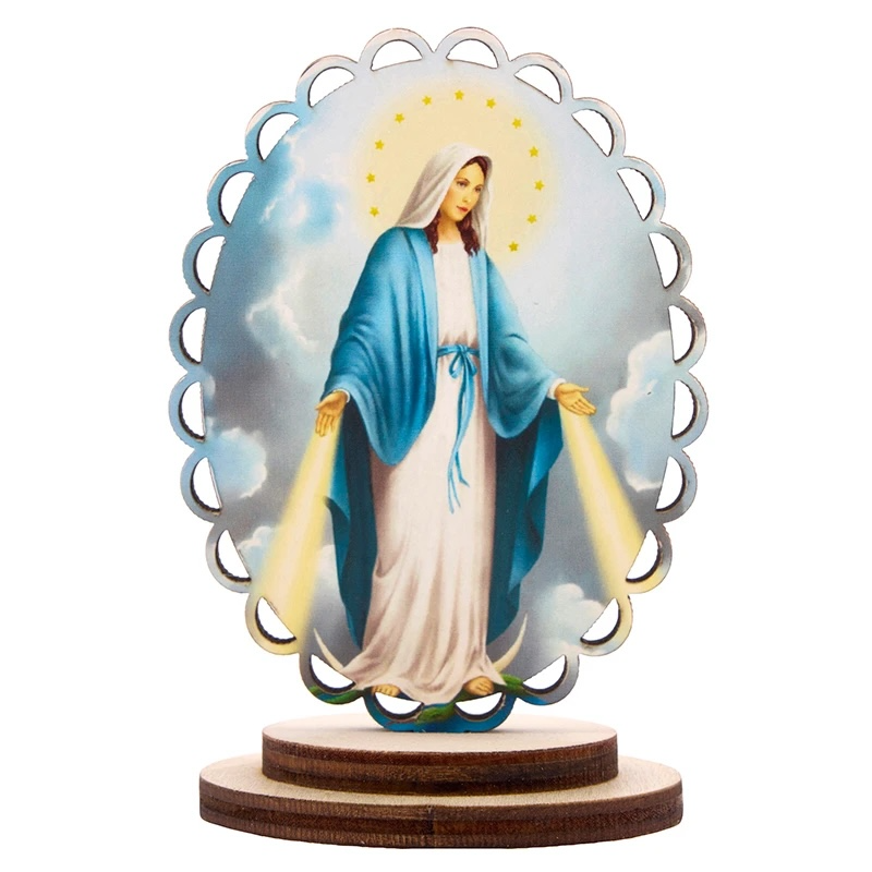 Our Lady of Grace Scalloped Wood Stand