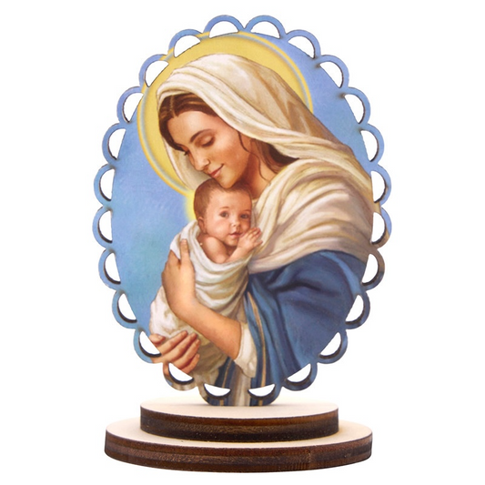 Mary, My Spiritual Mother Scalloped Wood Stand