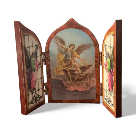 St. Michael triptych 6.2x8.5”
