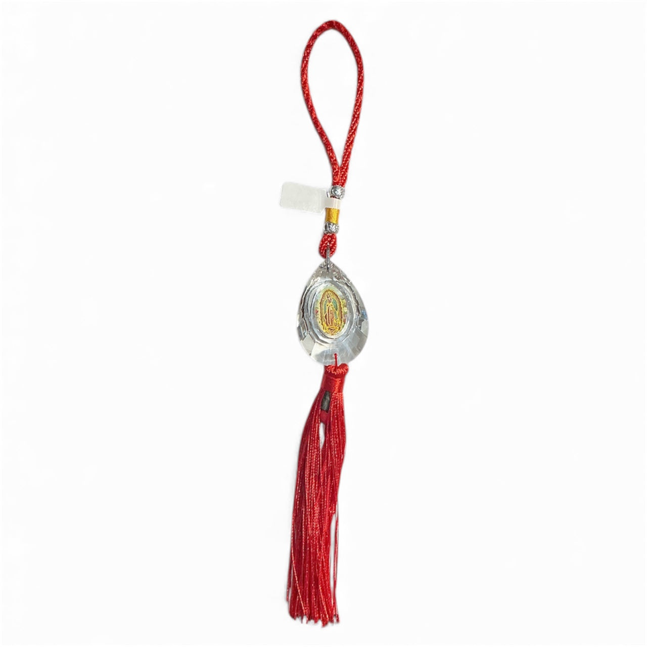 Hanging crystal ornament with the image of Our Lady of Guadalupe