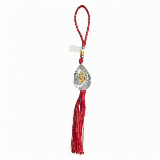 Hanging crystal ornament with the image of Our Lady of Guadalupe