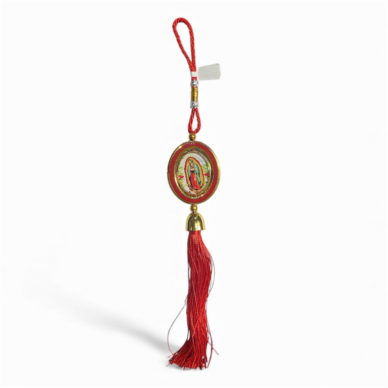 Oval Hanging ornament with the image of Our Lady of Guadalupe